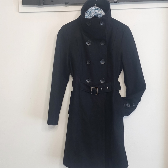 ​Marvin Richards Black Wool Blend Trench Coat | Size Medium - Picture 4 of 13